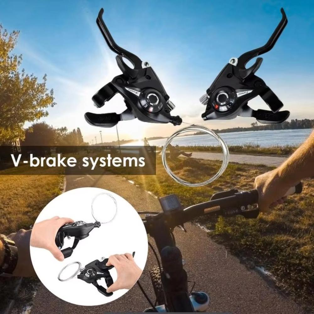 3x7 21 Speed Bicycle Brake Levers Shifter with Gear Indicator Universal Bike Gear Shifter V Brake Cable Bike Shifter Lever MTB