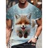 Novelty Fox Graphic 3D Printed Men T-Shirts Hip Hop Personality Round Neck Tees Short Sleeve Tops Harajuku Y2k Men Kids Clothing
