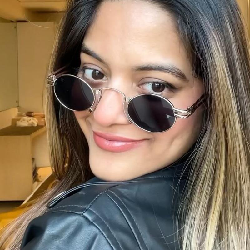Steampunk Vintage Metal Round Sunglasses Women For Men Luxury Brand Designer Punk Shades Popular Hip Hop Small Frame Sun Glasses