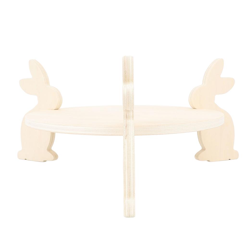 Wood Cake Stand Rustic Cake Display Stand Decorative Wood Cake Platter Tray for Birthday Party Wedding Bunny