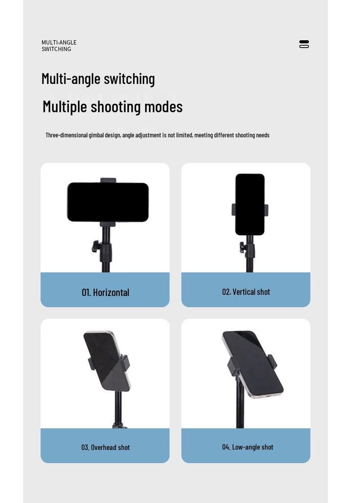 Universal Portable Floor Stand for Mobile Live Broadcast with Tripod and Light - Stable and Adjustable for Art, Exams, and Online Classes