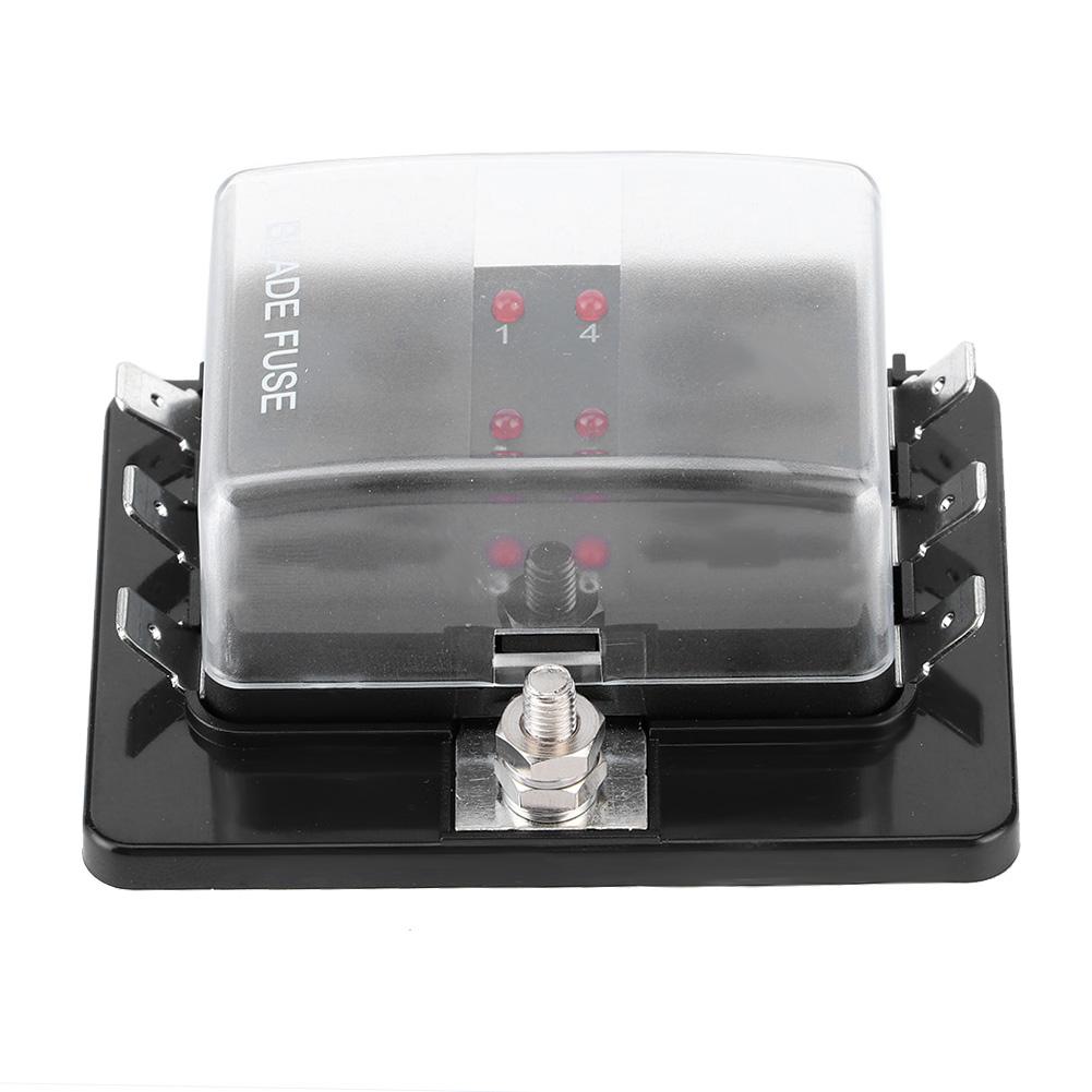 6 Way Blade Fuse Box Holder with LED Safety Indicator Accessories for Car Boat Marine Airplanes