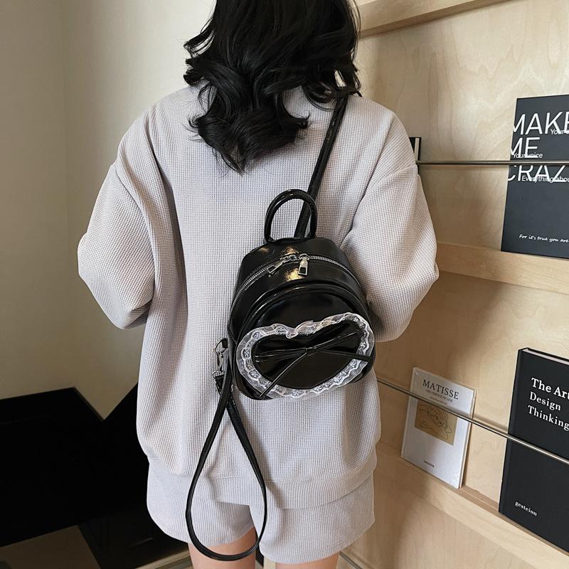 Fashion Lace Bow Backpack Women's 2025 New Trend Small Fresh Schoolbag Shopping Hand Carry Backpack