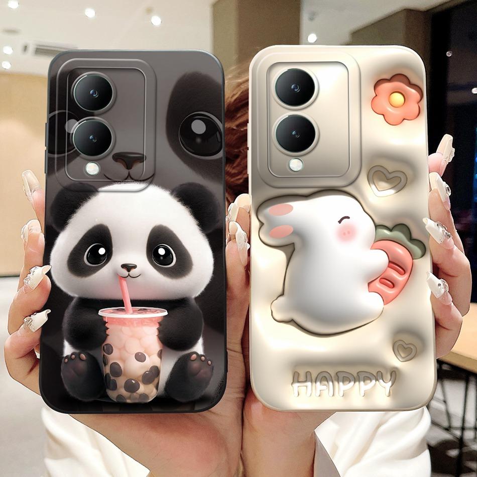 For Vivo Y17s Case VivoY17s Y 17S 4G 2024 Cute Panda Rabbit Cartoon Soft Silicone Shockproof Phone Cases