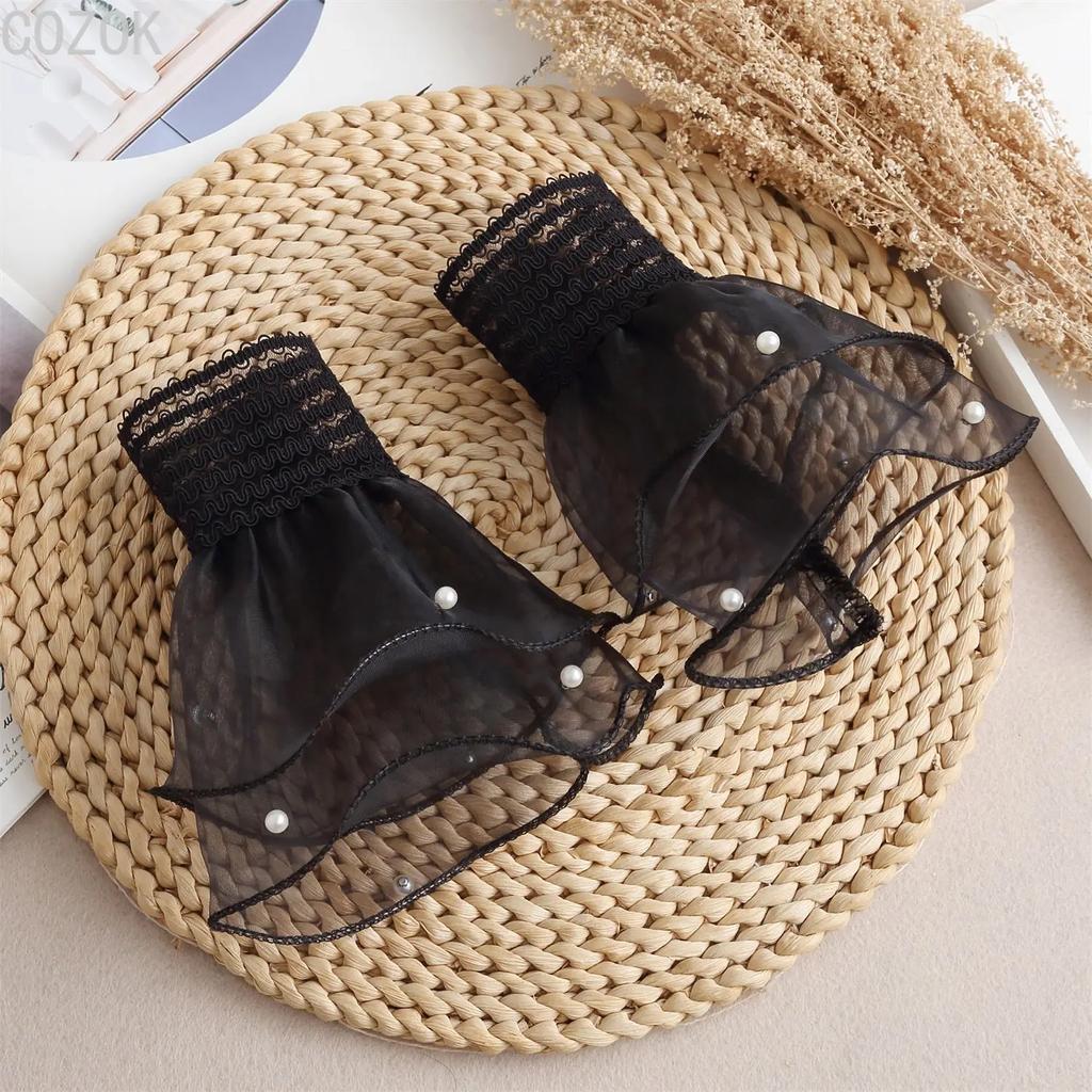Cross-border Pleated Mesh Lace Sleeves Women's Decorative Cuffs Replacement Fake Sleeves