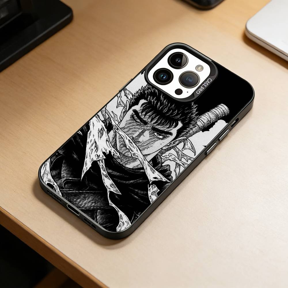 Anime Berserk Guts Phone Case For iPhone 17,16,15,14,13,12,11 Plus,Pro Max,XS,Colorful Silver Phone case Funda Cover