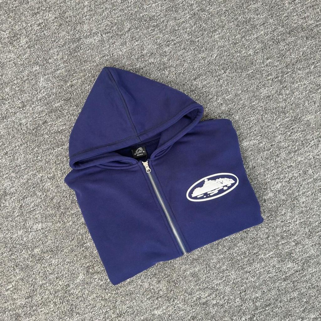 Corteiz Vibe Hip Hop Fleece gevoerde hoodie met rits voor heren