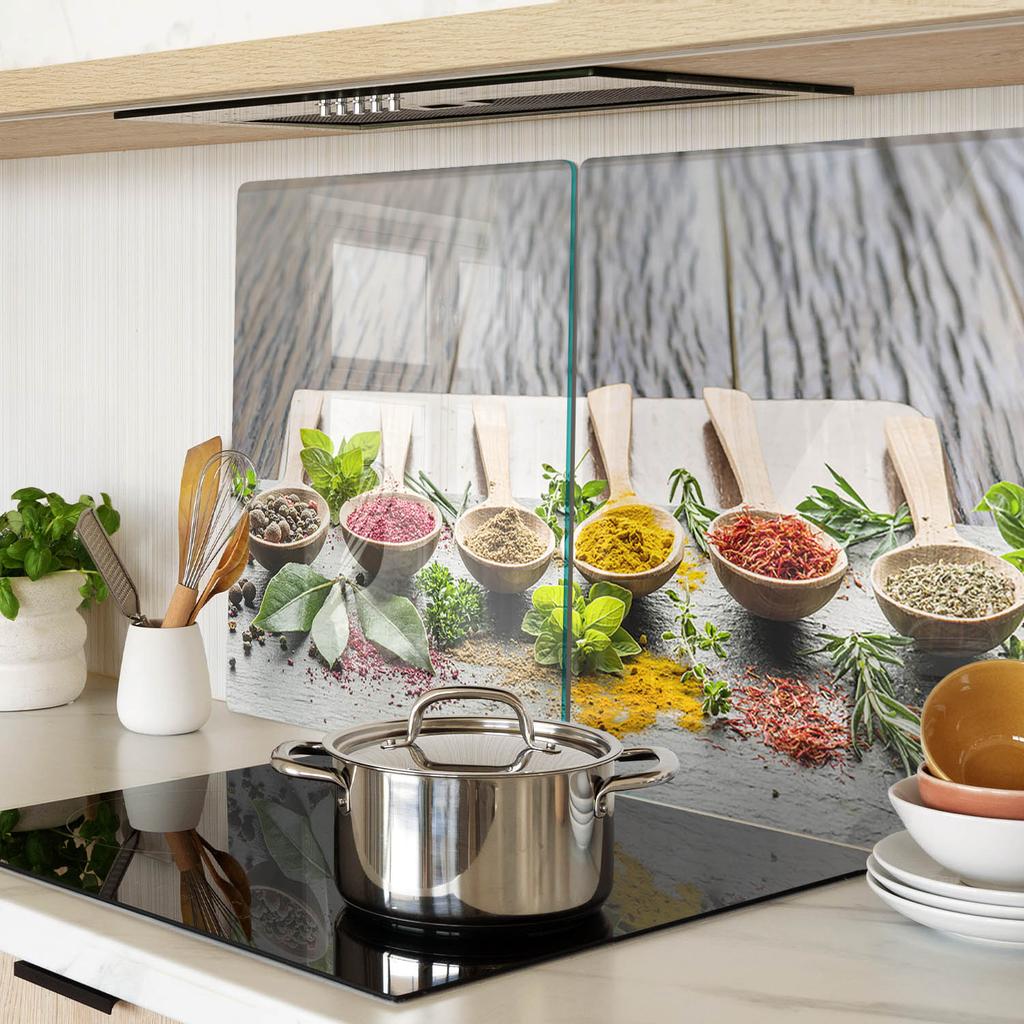 Set of Two Glass Kitchen Boards Colorful Spices 2x40x52 cm