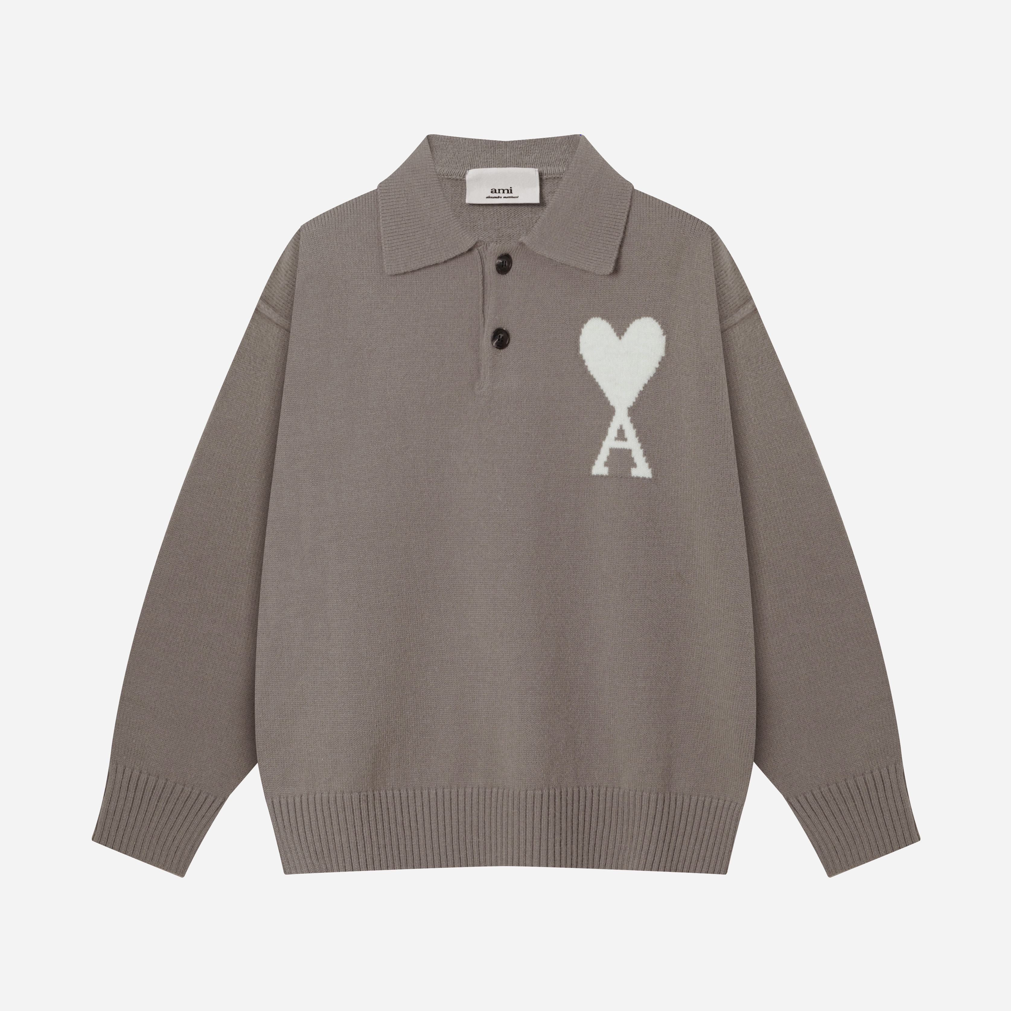High Street Clothing AMI Lente en Herfst Nieuwe Liefde Jacquard Wol Ami De Coeur Polokraag Hoodie Trui S