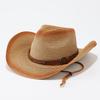 European and American new western denim straw hat Panama men's and women's top hat beach fashion belt sun hat