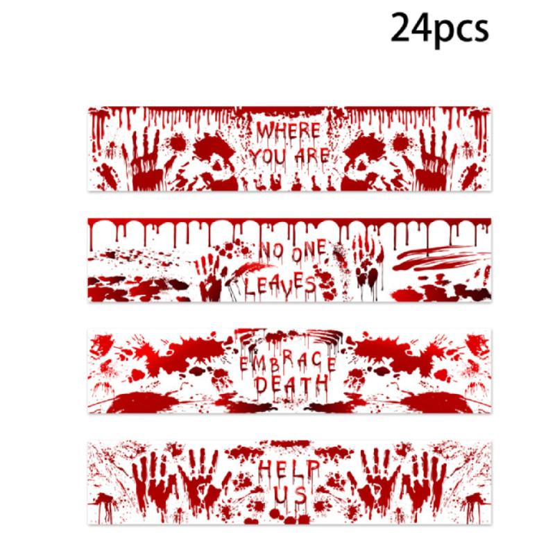 Horror Themed Halloween Blood Hand Pattern Water Bottle Sticker Decoration