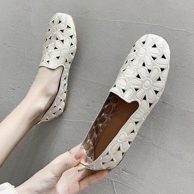 Flower Design Flat Shoes for Women, New Large-sized Square Toe Shallow Flat Shoes, Soft-soled Mom Shoes