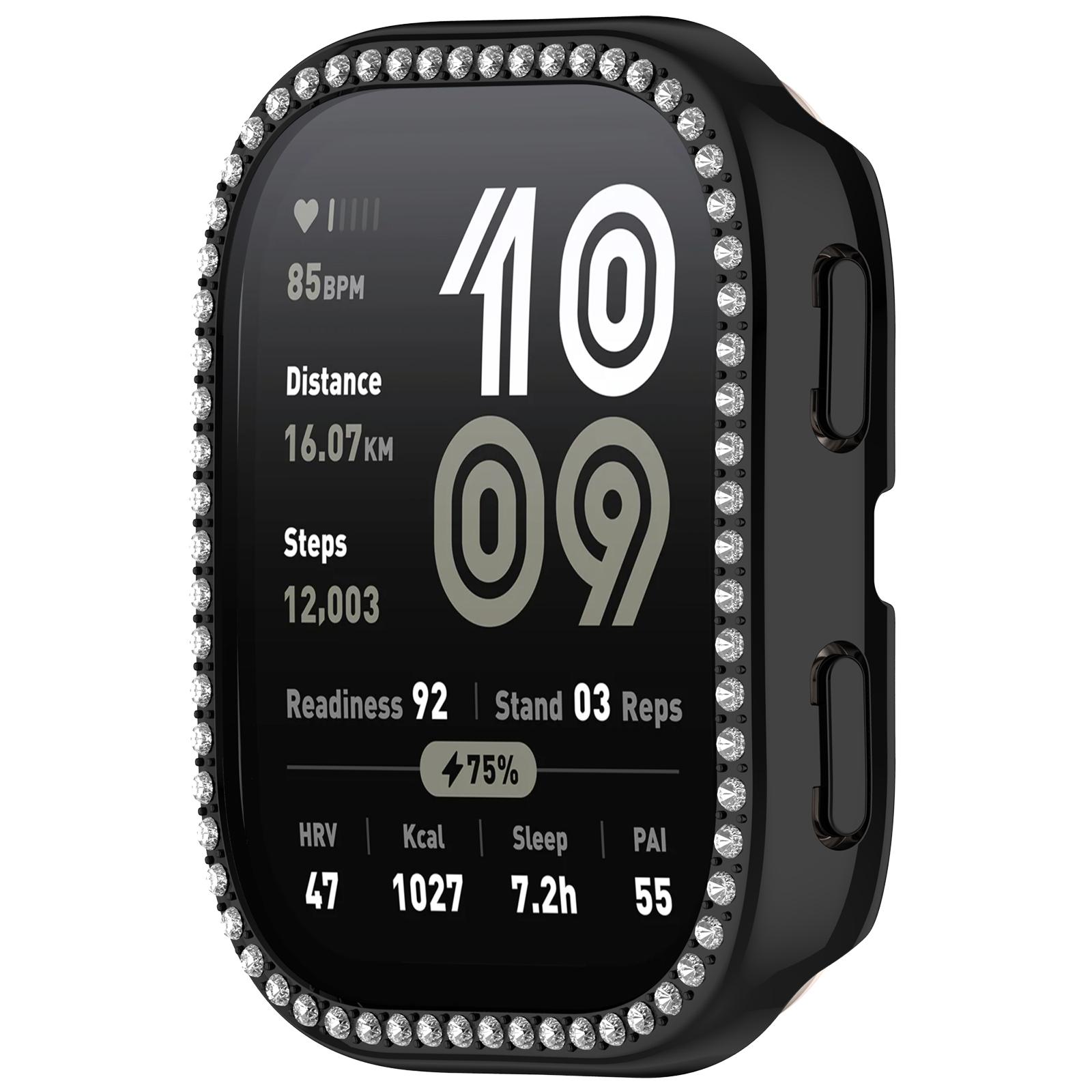 

For Huami Amazfit Bip 6 (A2435) Watch Case Rhinestone Decor Hollow Electroplating PC Watch Cover Starlight