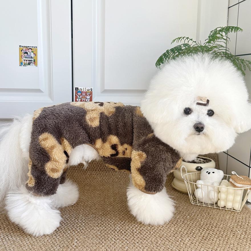 Winter Warm Fleece Dog Jumpsuit Pet Dog Clothes for Small Dogs Autumn Four Legs Pajamas Plush Dog Coat Chihuahua Poodle Costumes