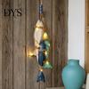 Waterproof LED String Lights Lighted Wooden Fish Starfish Wall Decor, Beachy Decor with Warm LEDs, Bathroom And Bedroom Coastal Nautical Hanging