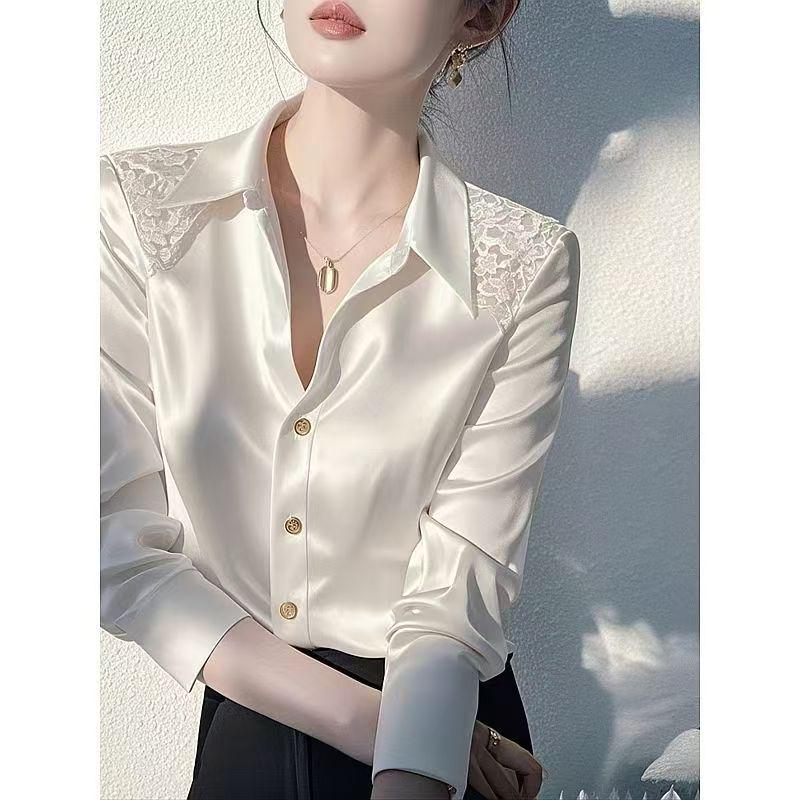 Han3987 White Shirt - 2025 Spring Trend: Elegant, Light Luxury, Age-Defying Style