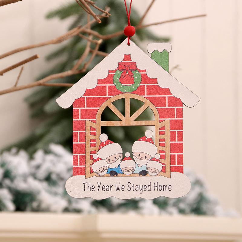 Wood Painted Pendants Christmas Decorations Christmas Tree Pendants Face Mask Pendants for The Elderly