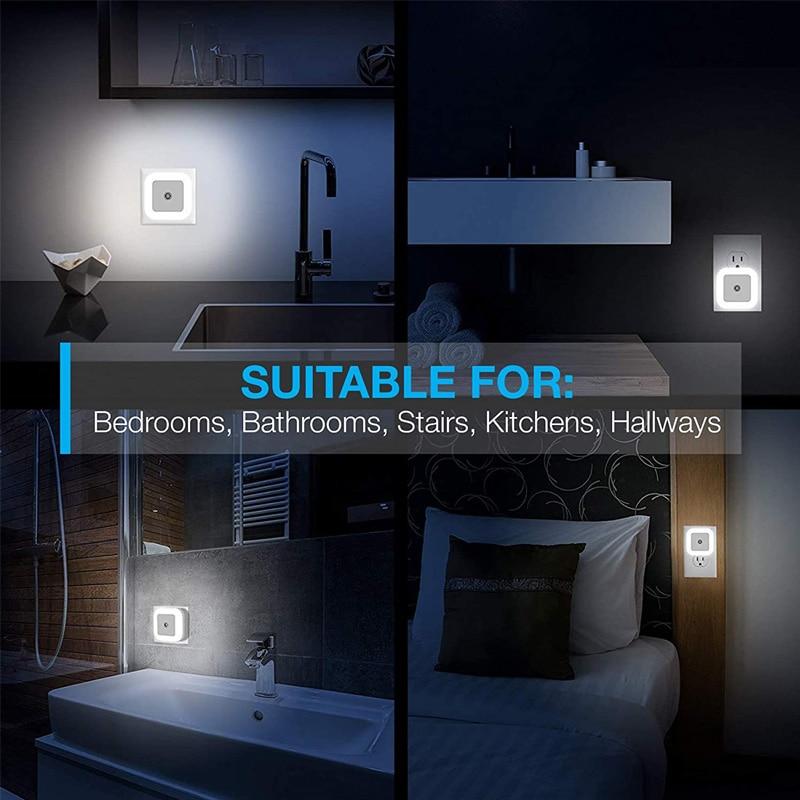 LED Sensor Night Light Intelligent Control Night Lamp Energy Saving Lamps Sensor Lights EU US Plug Nightlight for Kids Bedroom