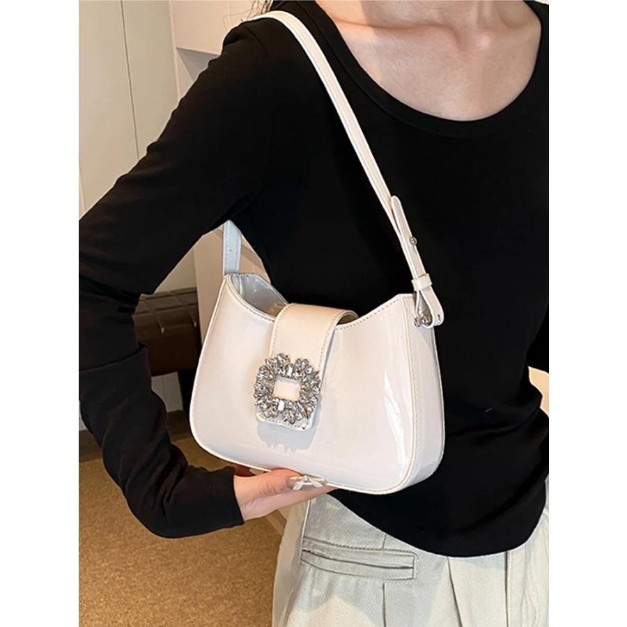 Classic Red Women Wedding Bags  Fashion Patent Leather Shoulder Underarm Bag Solid Color Lady Handbags