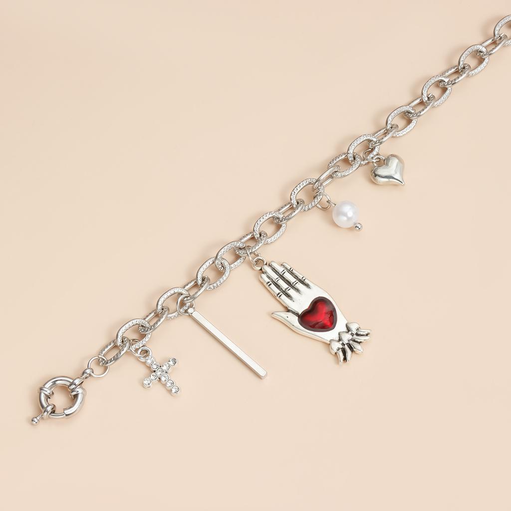 Palm Heart Pendant Necklace Women's Hip-hop Punk Style Accessories