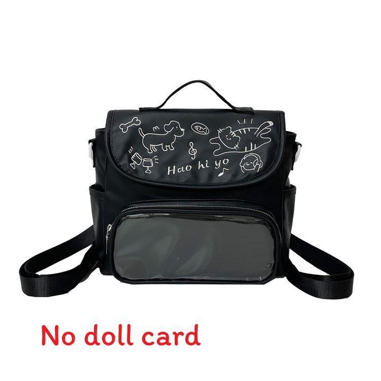 Cute Doodle Backpack With Cartoon Print Pu Material For Daily Use