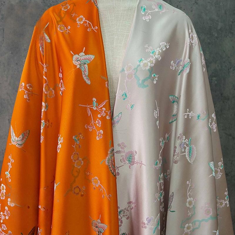 1M Butterfly Jacquard Satin Fabric For Sewing Chinese Hanfu Dress Cheongsam Bag Pillowcase Apparel Material Brocade Fabric