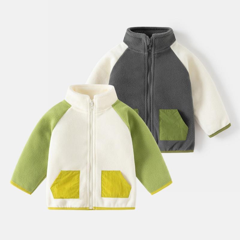 Children's Fleece Jacket Autumn and Winter 2024 New Girls Outdoor Coat Double-sided Fleece Thickened Boys' Warm Top