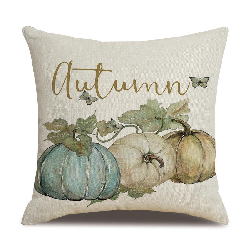 Thanksgiving Linen Pillow Case Autumn Pumpkin Print Supply Pillow Cushion Cover Premium Durable Quality Useful