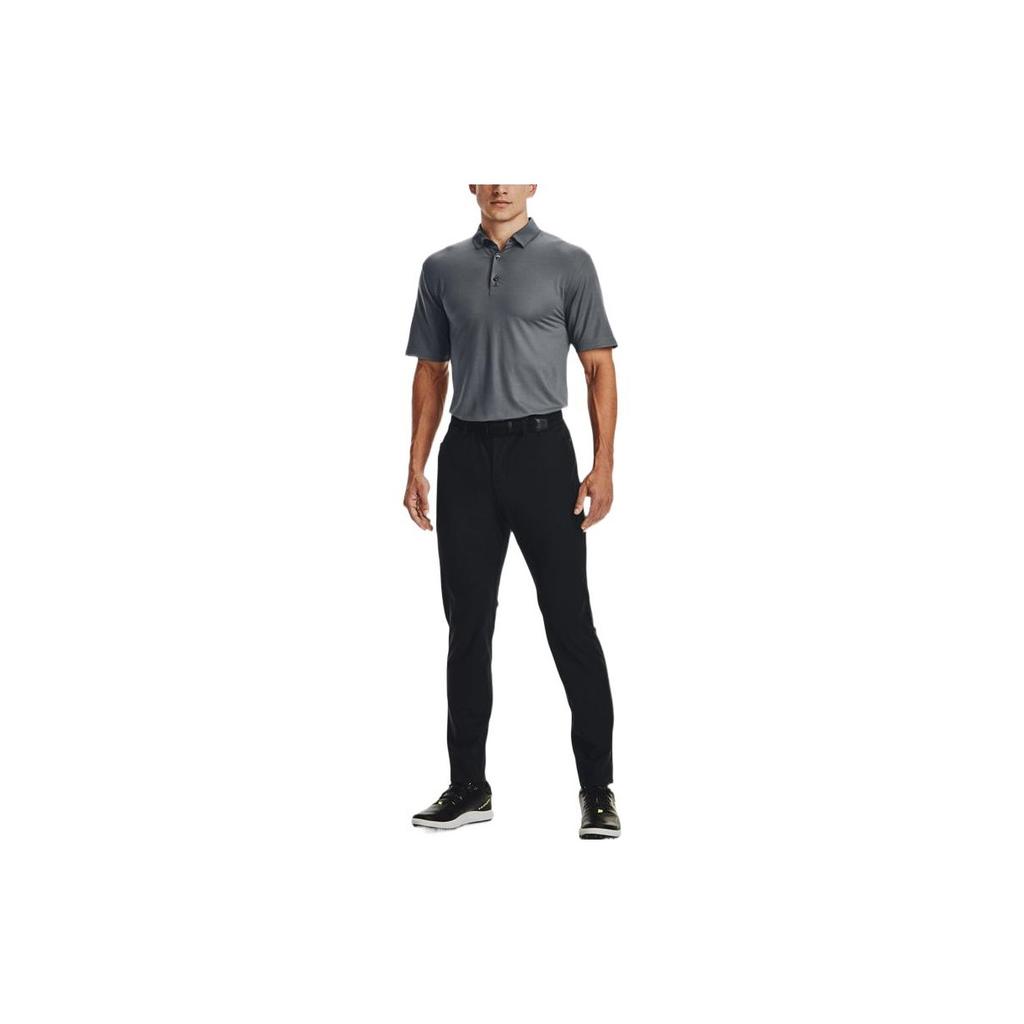 Under Armour Luxe Solid Slim-Fit Golf Polo Shirt Men Tops Grey 1370150-012