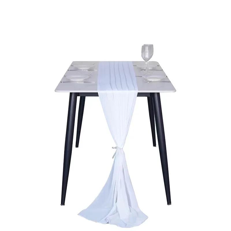 Sheer Chiffon Luxury Solid Colorful Table Runner Blue Rustic Boho Wedding Party Bridal Shower Birthday Home Christmas Decoration