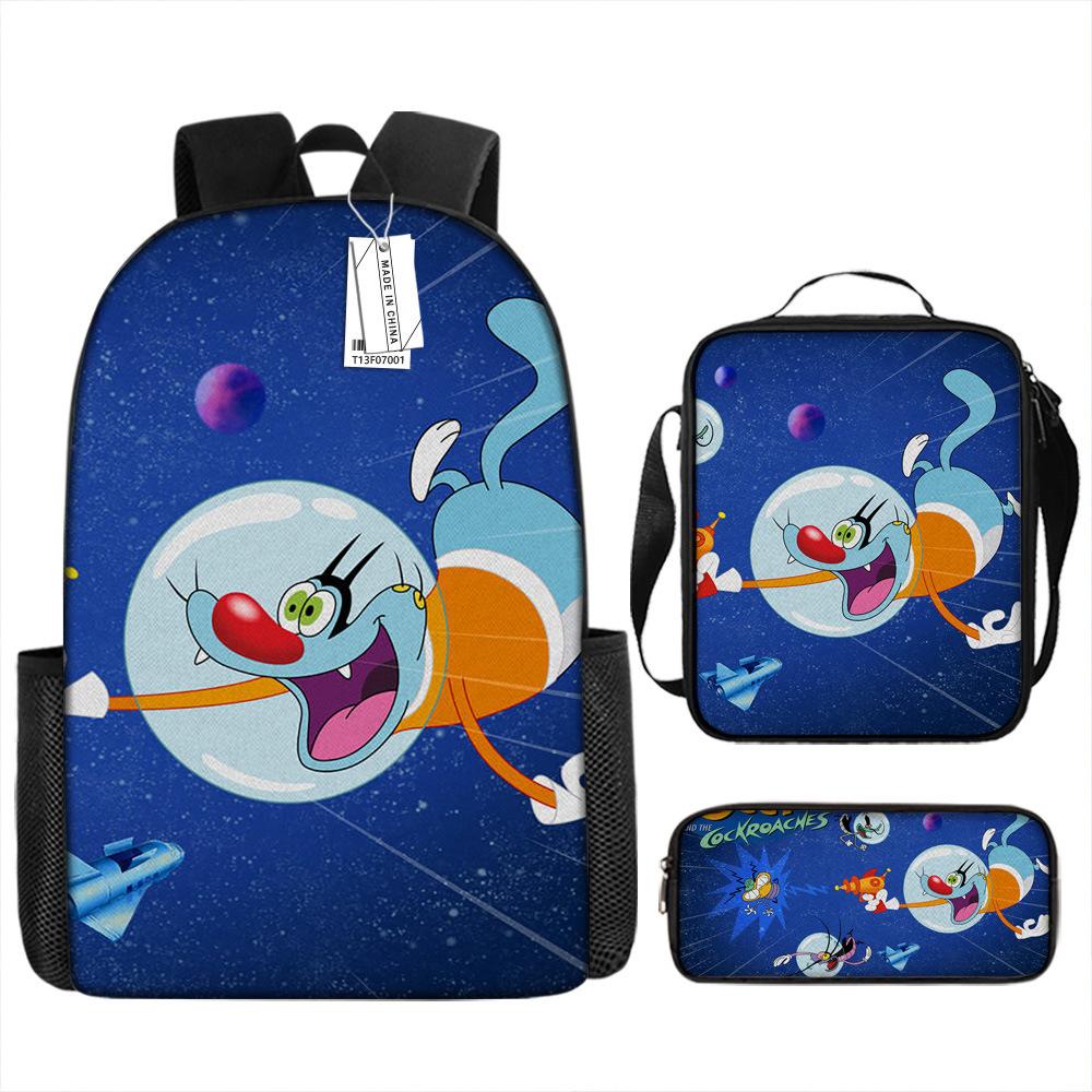 

Fat cat war three small strong animation primary school students lightweight burden reduction large capacity backpack waterproof schoolbag Pencil Case
