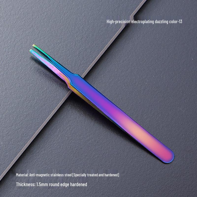 Black Anti-Static Stainless Steel Curved Tip Tweezers Set for Nail Art, Journaling, and Repairs