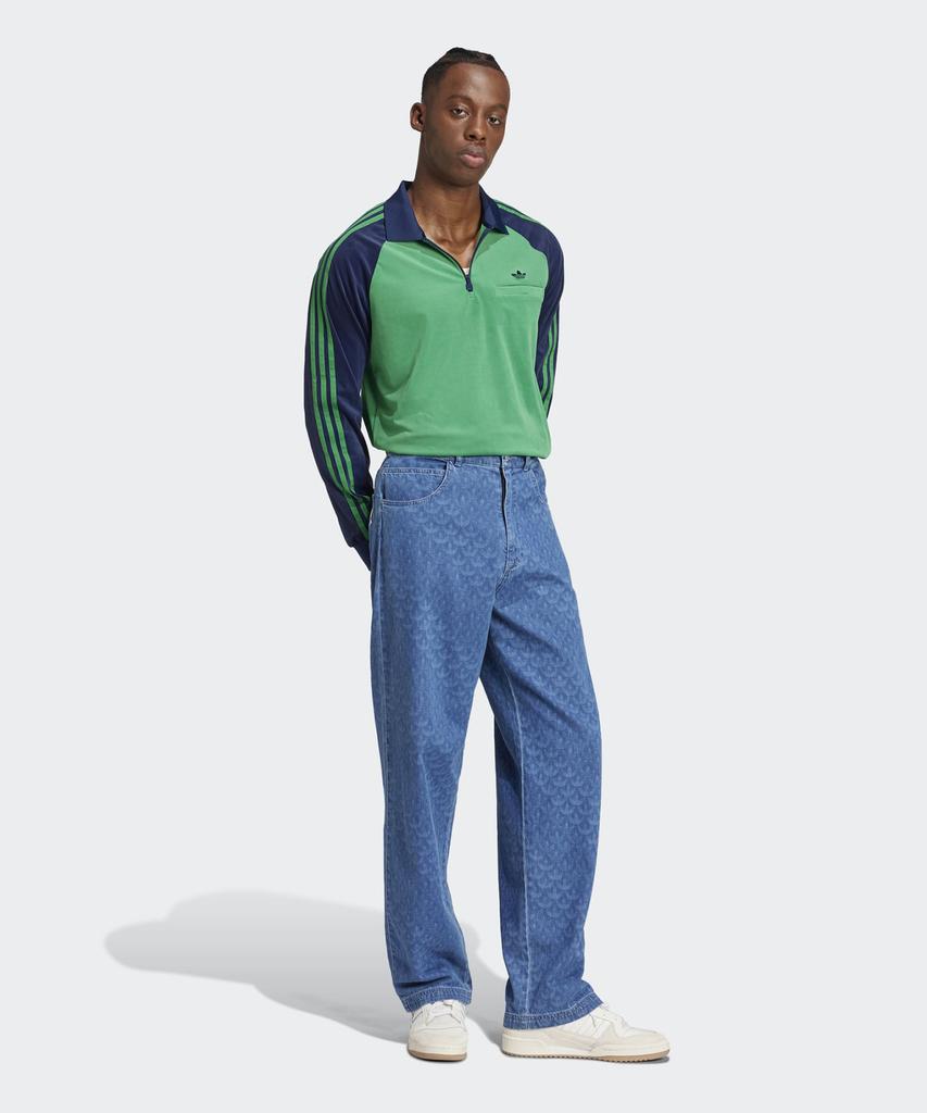 ADIDAS 70S Velour Polo Long Sleeve - Green / Jn5981