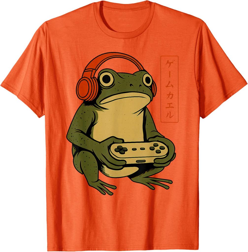 Funny Gamer Frog Unisex Women Boys Funny Vintage Gaming TShirt Cotton Tee Cartoon Vintage Frog Gamer Unisexs Womens Clothing