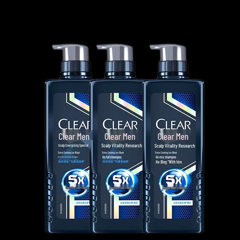 Clear Men Scalp Energy Anti-Dandruff Cooling Shampoo 3-Pack