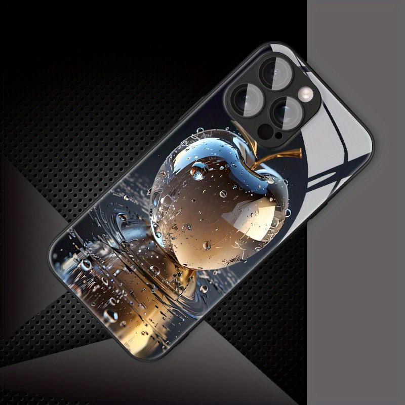 Luxury Waterdrop Crystal For Apple Pattern Tempered Glass Material Phone Case For Samsung Galaxy S25 S24 S23 Ultra Plus FE Cover