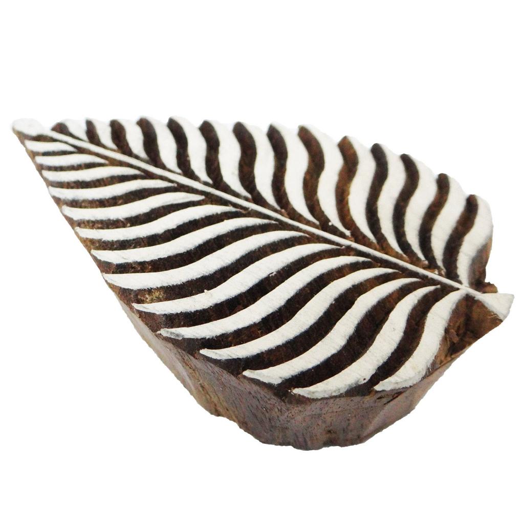 IBA Indianbeautifulart Traditional Leaf Design Wooden Block Decorative Textile Fabric Wood Craft