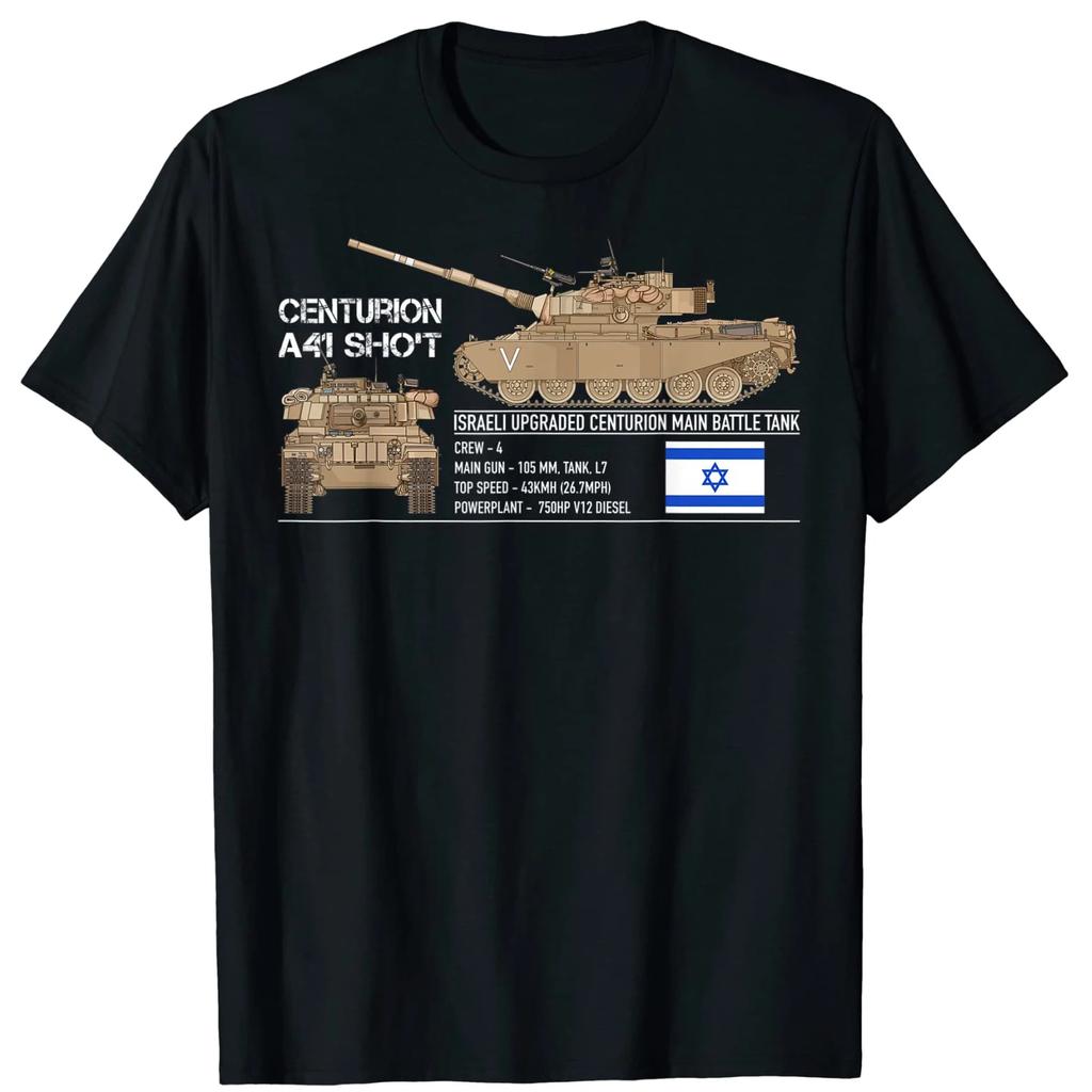 Centurion A41 Shot Israeli Main Battle Tank Infographic T Shirt New 100 Cotton Short Sleeve ONeck Casual Tshirts Size S3XL