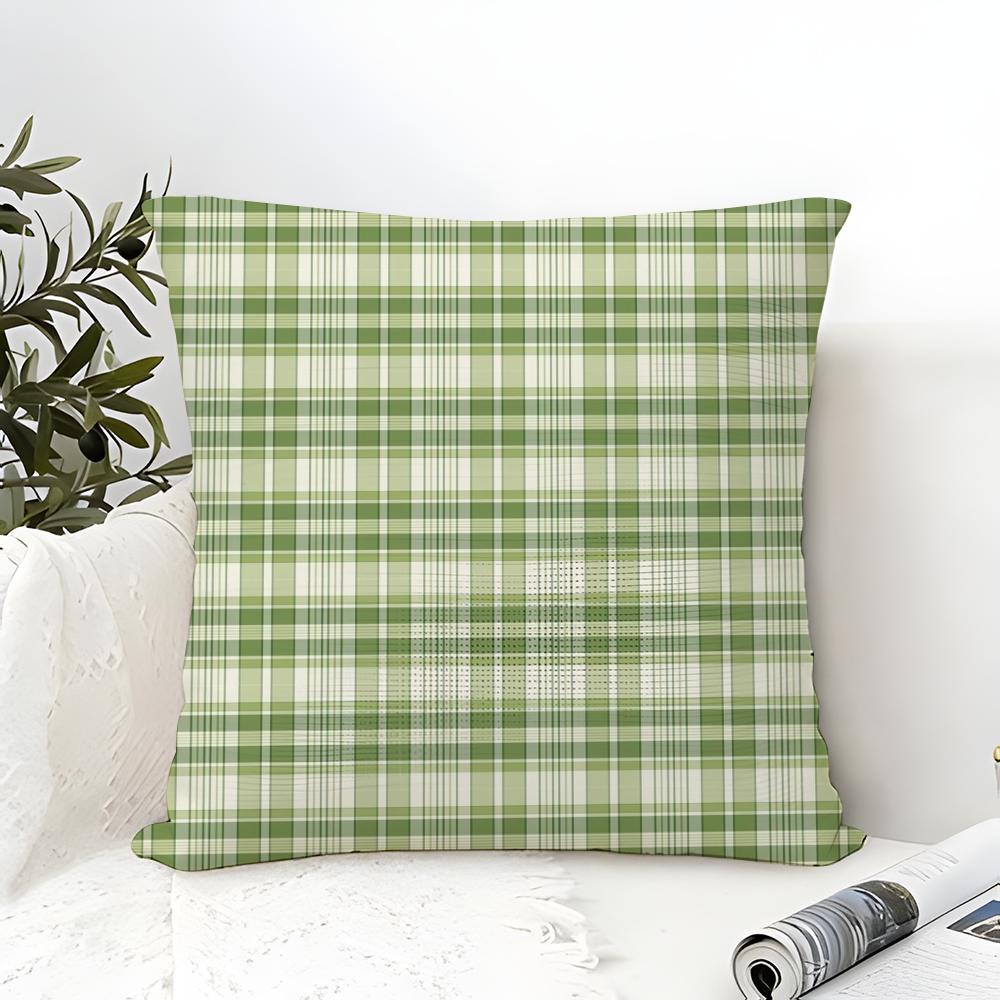 Retro grünes Karomuster Kissenbezug Leinenkissenbezug Sofa Heimdekoration Kissenbezug Kissenhülle