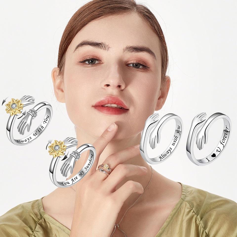 Cross-border Bestselling Floral Ring With Adjustable Sunflower Design Delicate And Charming Hand Accessory