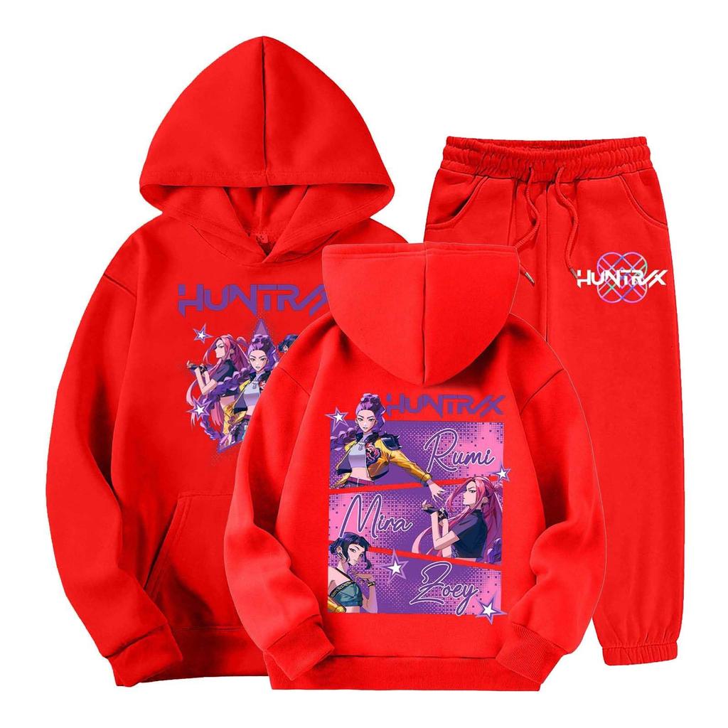 Children's Casual Fashion Hooded Pullover, Printed Loose Hoodie And Casual Pants Two-piece Set