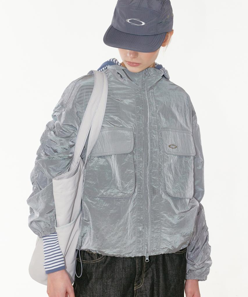 Noiago Noi1809 Line Shirring Windbreaker (Gray)
