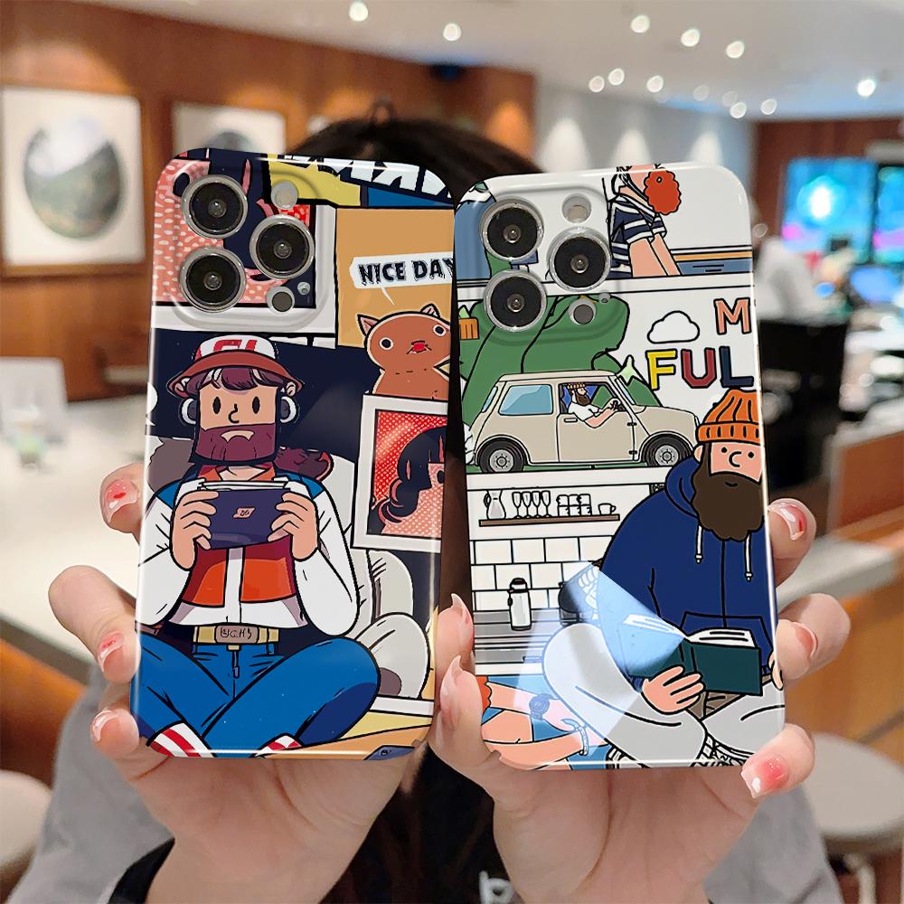All-inclusive Film Handyhülle Cartoon Mode Design Hartschale Vollabdeckung Kameraschutzhülle für OPPO A60 A96 Reno12 Realme C53 C75