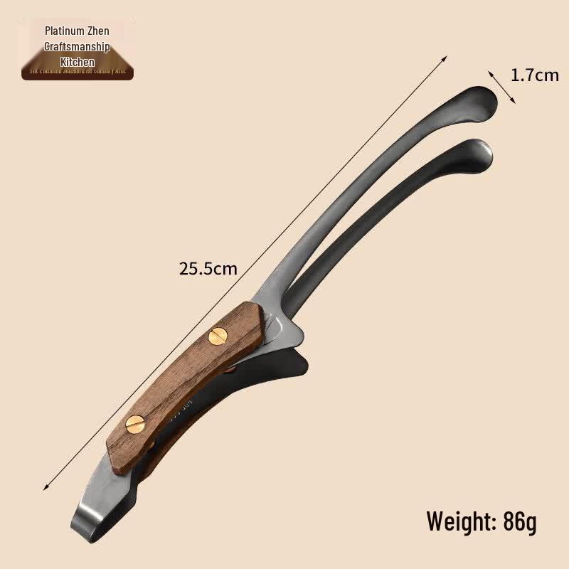 304 Stainless Steel Kitchen BBQ Tongs with Wooden Handle