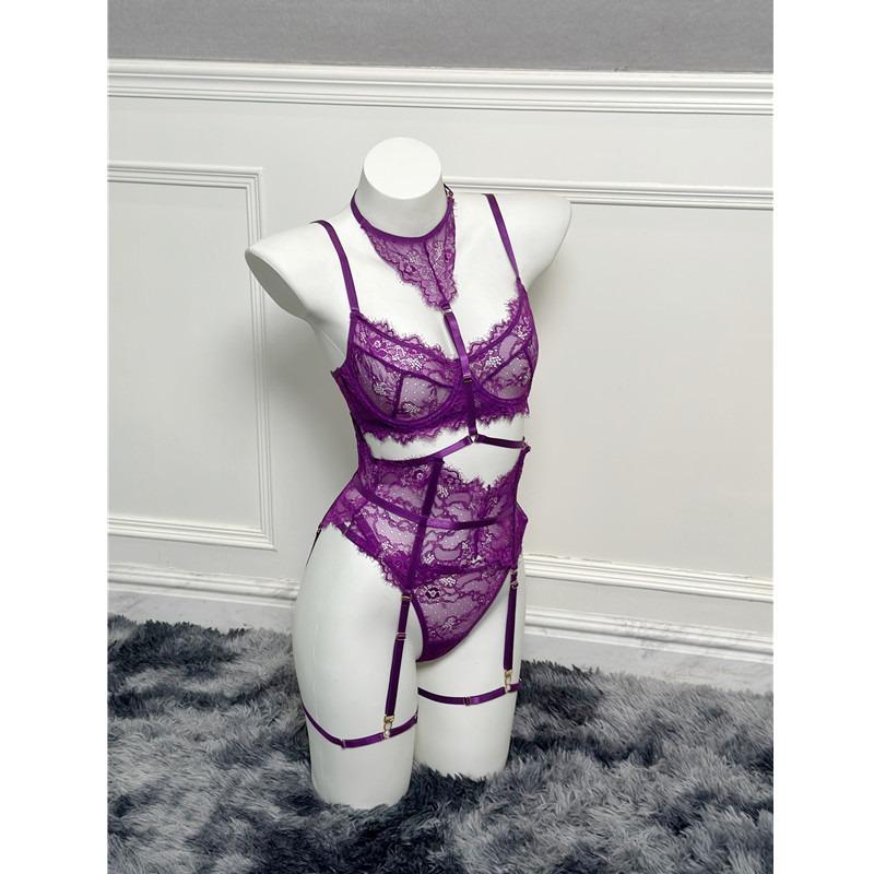 Dnika Purple Lace Push Up Bra Set Sexy Lingerie For Women