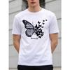 T-shirt con Stampa Farfalle, Taglia Europea, Girocollo Casual, Vestibilità Regolare, Manica Corta, Tessuto Leggermente Elasticizzato Per Uomo, Ideale Per Estate e Uso Quotidiano