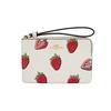 Coach Corner Zip 16 Strawberry Print Leather Clutch Small Women Clutch Chalk Red CBB81-IMCAH