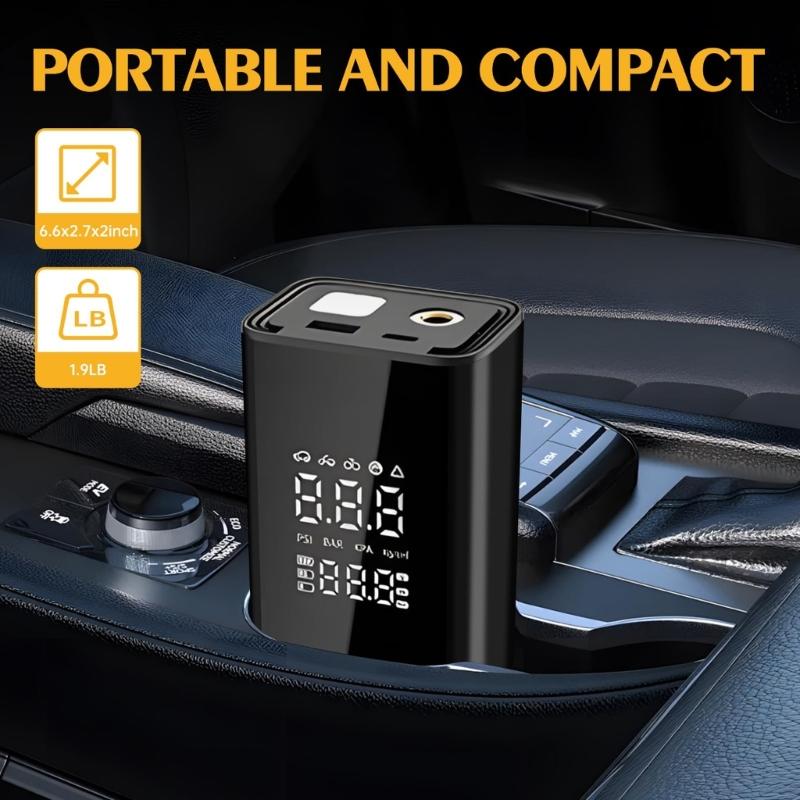 Tire Inflator Portable Air Compressor, 6000mAh Portable Air Pumps, Accurate Pressure LCD Display,Car Bike