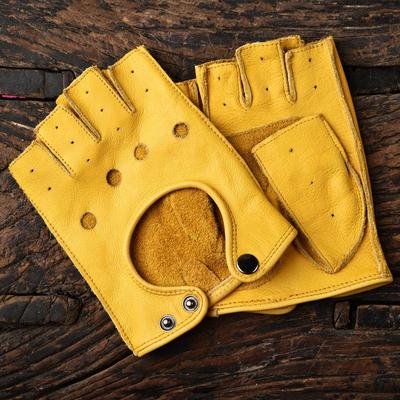 Men's & Women's Retro Half-Finger Non-Slip Cowhide Cycling Gloves for Autumn/Winter
