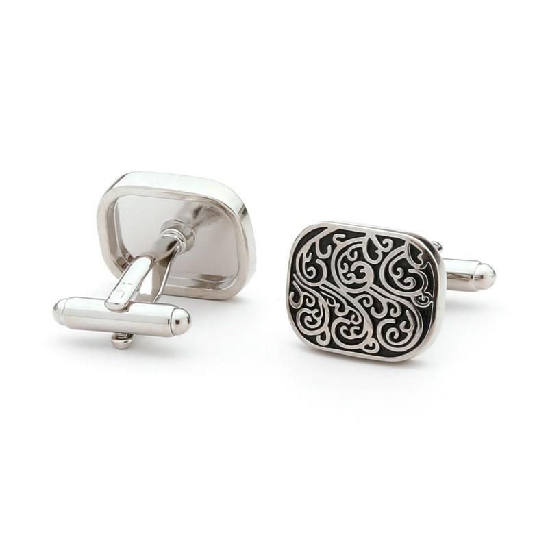 Simple Retro Pattern Rectangular Copper Men s Metal Cufflinks copper